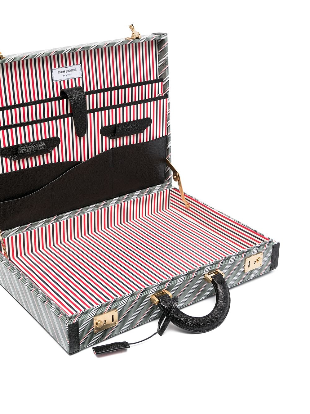 logo-print striped briefcase - 4