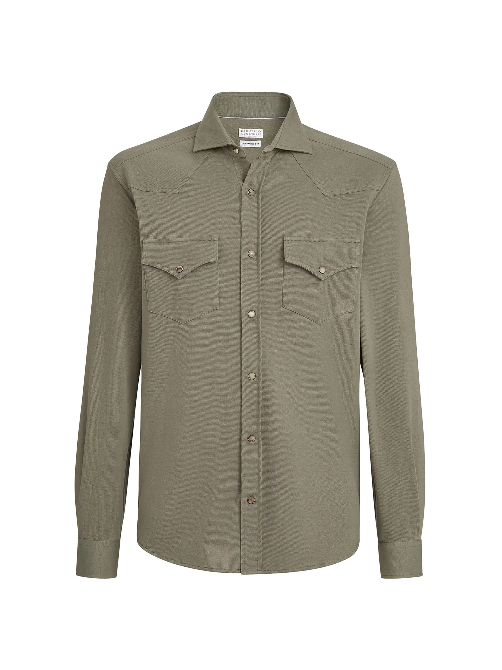Men's Cotton Piqué Western Shirt - Military - 1