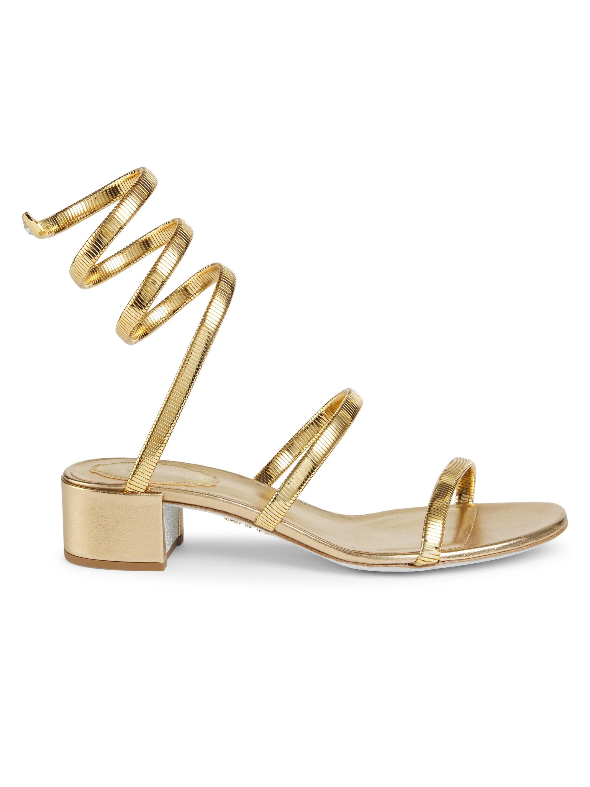 Women's 40MM Metallic Leather Wrap Sandals - Gold - 1