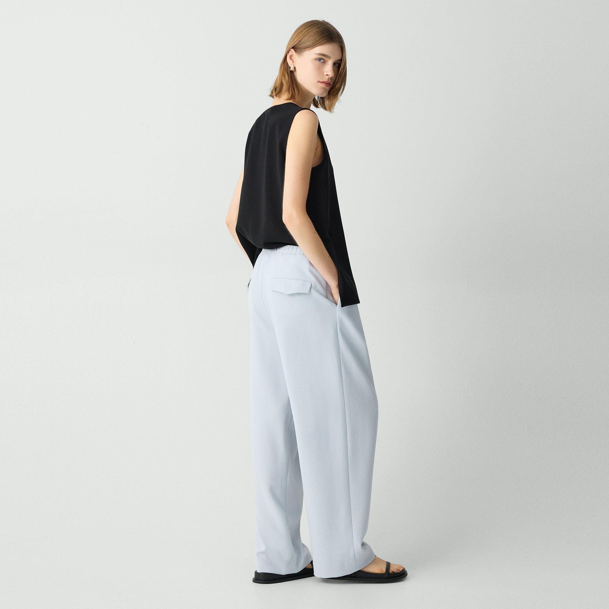 Pleated Pull-On Pant in Admiral Crepe - 3