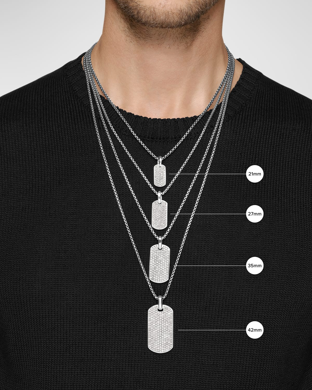 21mm Men's Chevron Tag Pendant in Silver - 4