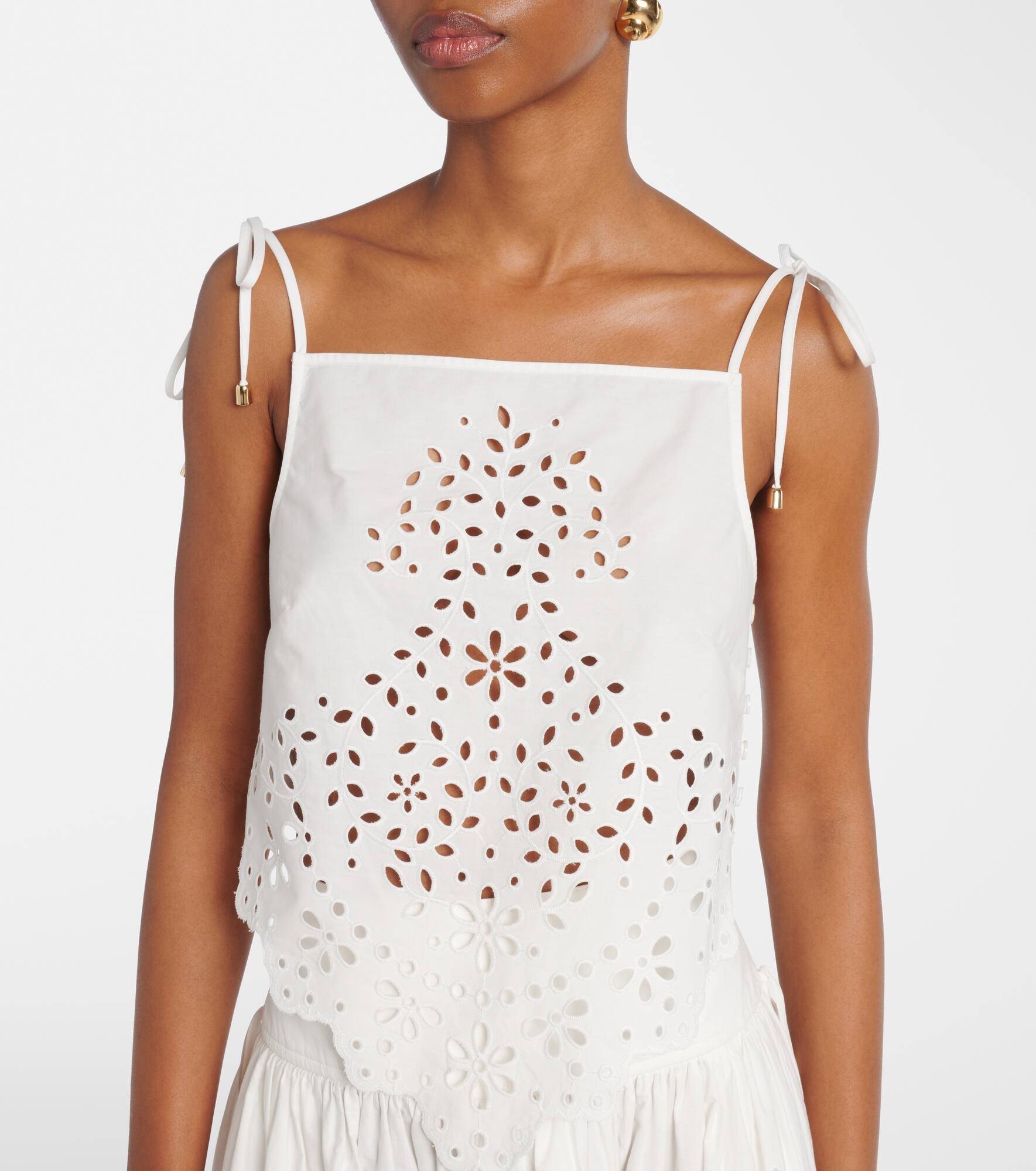 Embroidered cotton top - 5