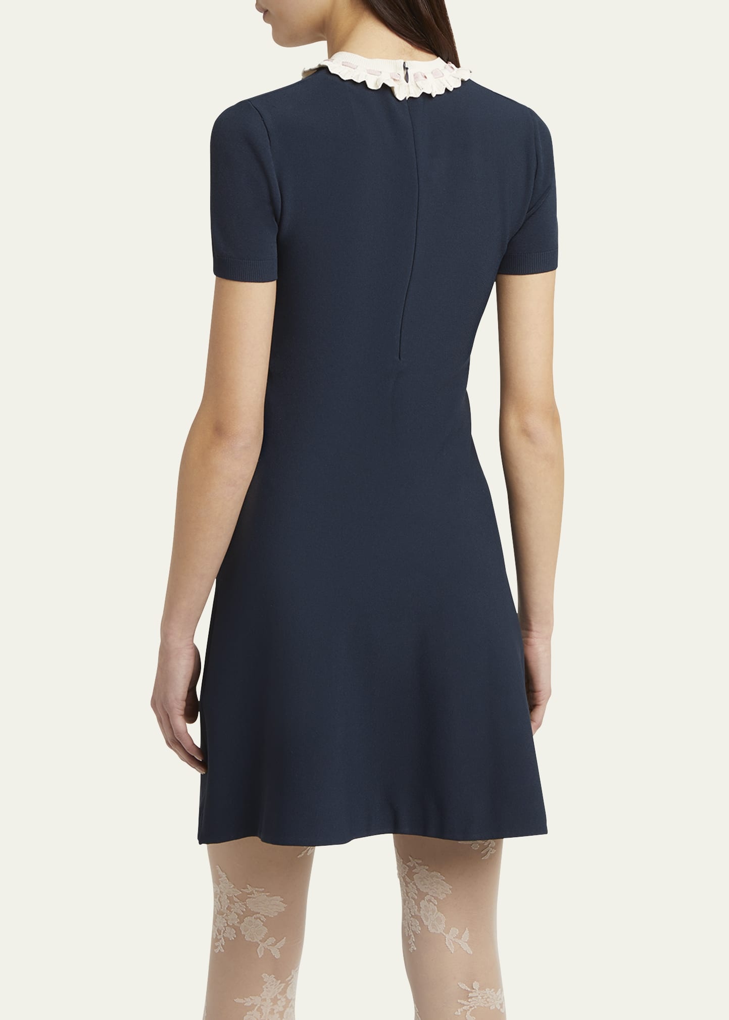 Ribbon Ruffle-Trim Knit Mini Dress - 3