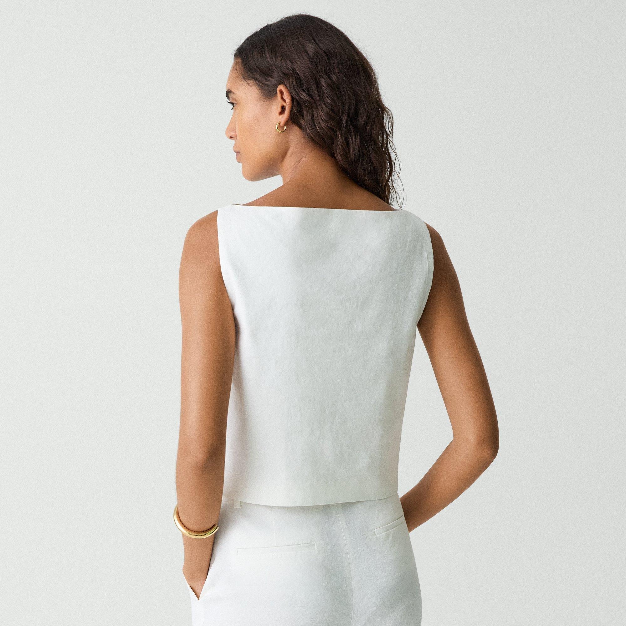 Sleeveless Boatneck Top in Good Linen - 4