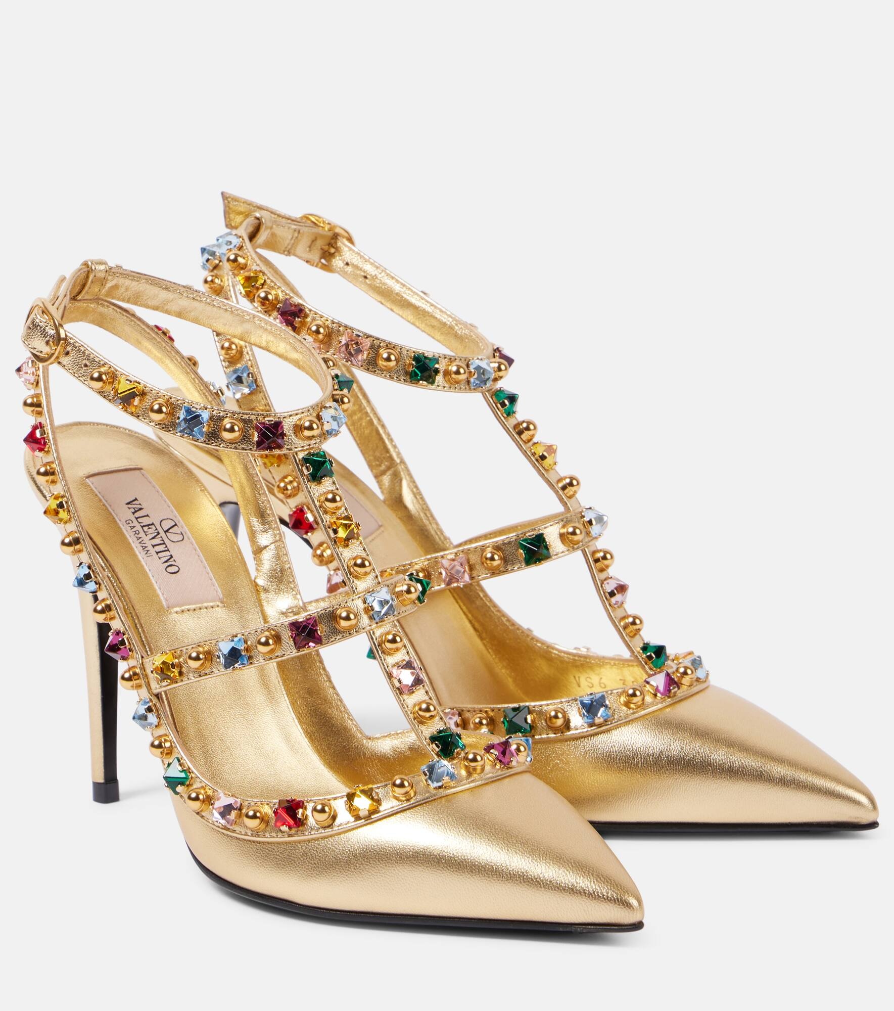 Rockstud 100 embellished leather pumps - 1