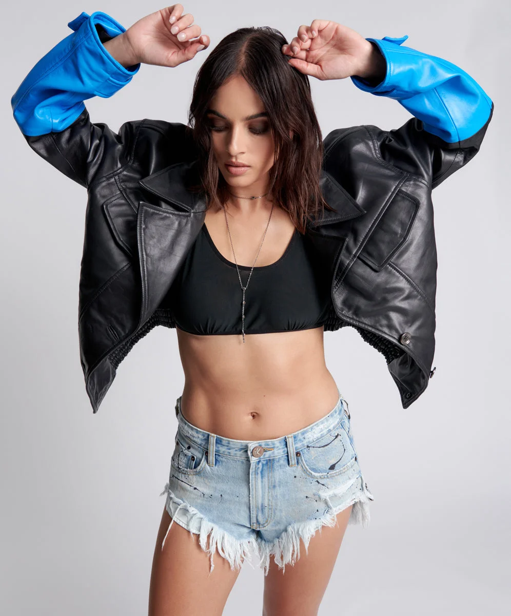 Rollers Low Waist Denim Shorts - Fleetwood Blue Painted Artiste - 1