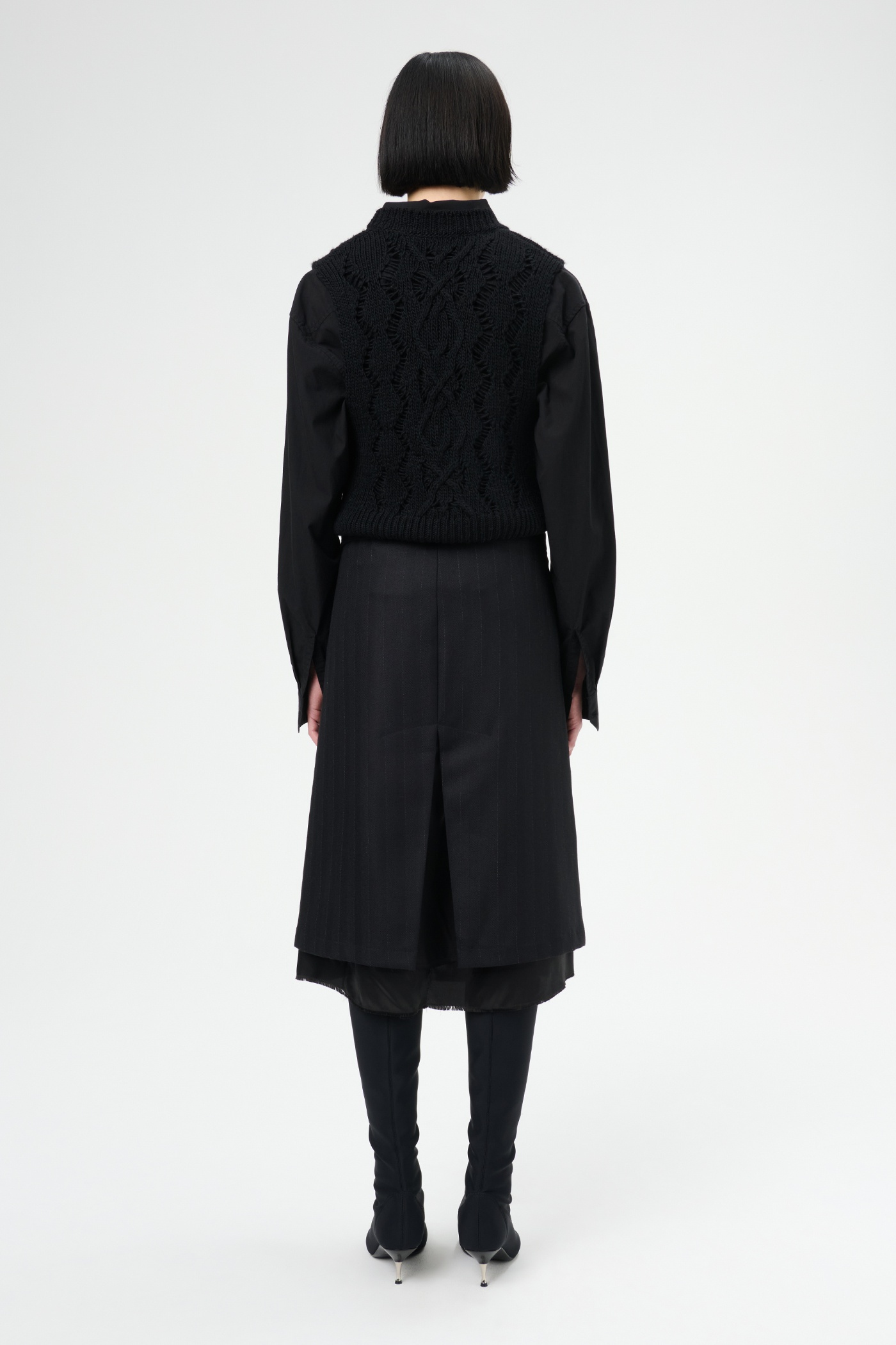 Clasp Skirt Maitre D Black Wool - 6