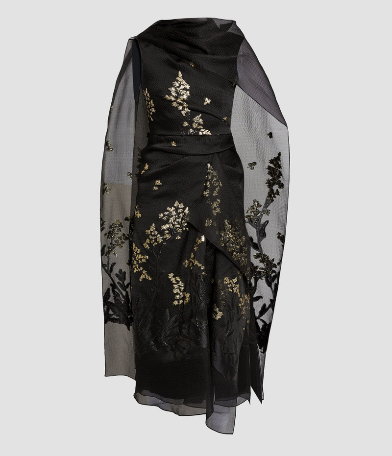 ORGANZA FIL COUPÉ DRAPED MIDI DRESS 1