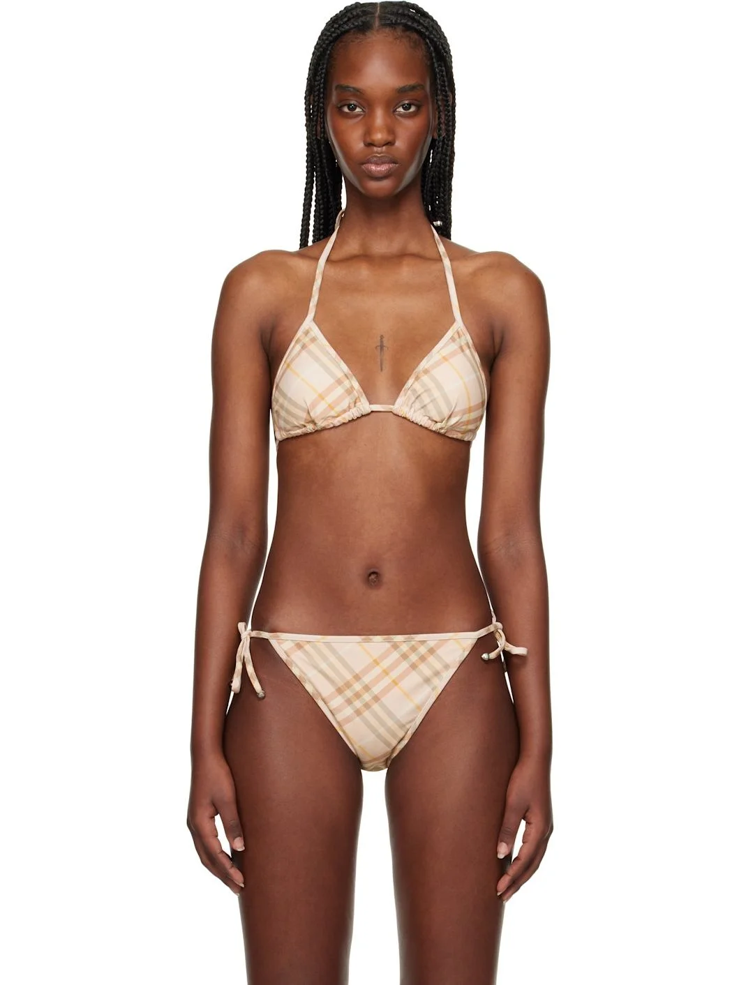 Beige Check Bikini Top - 1
