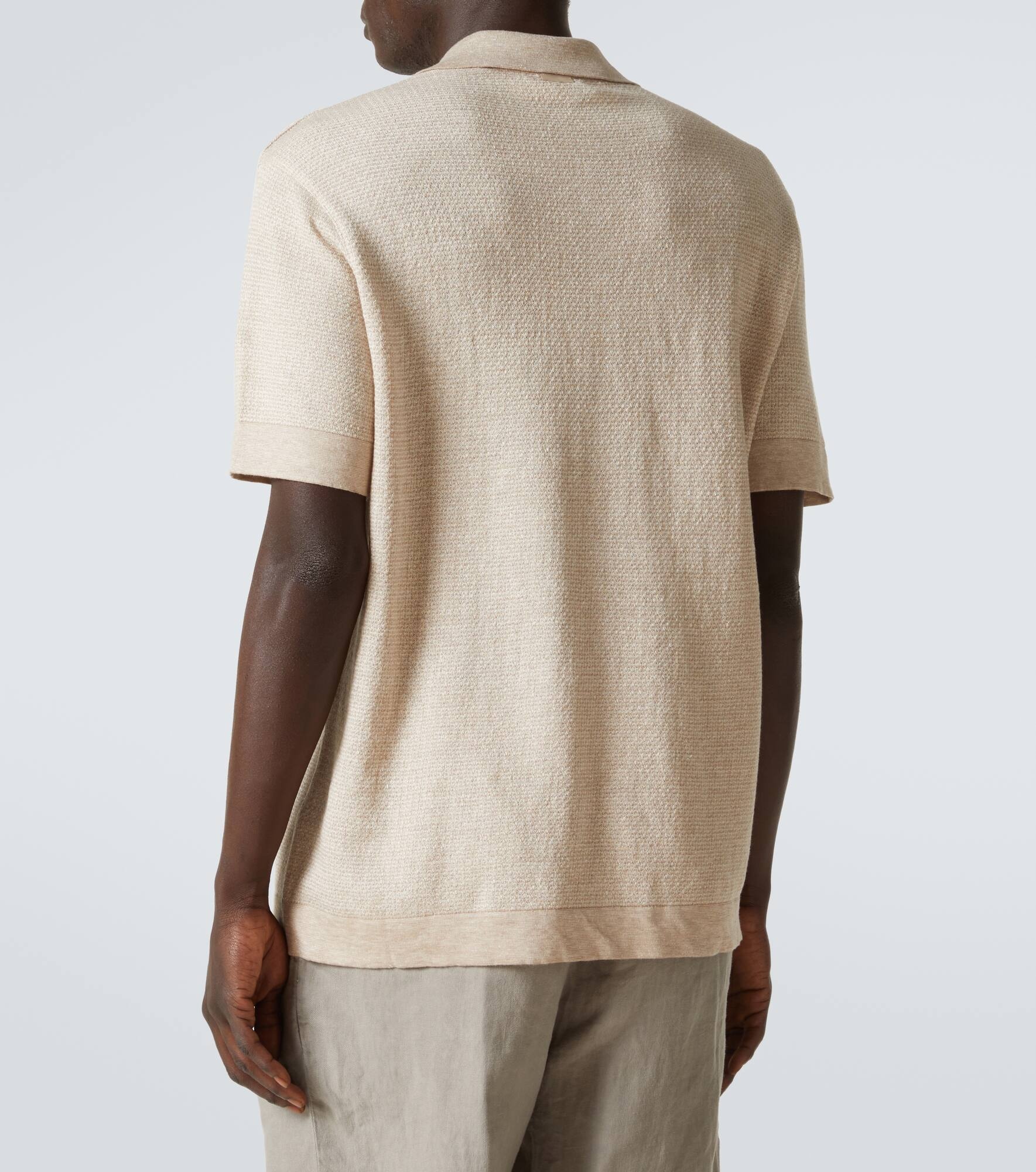 Cotton, linen, and silk polo shirt - 4