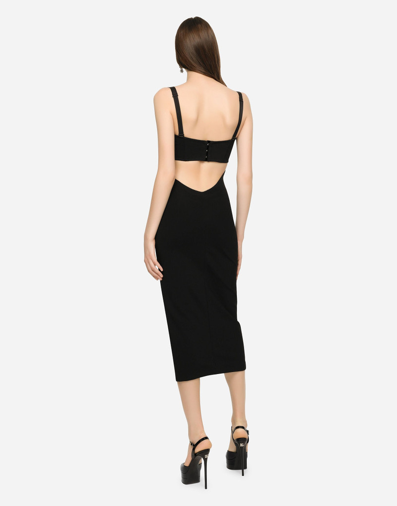 Jersey and satin calf-length dress 3