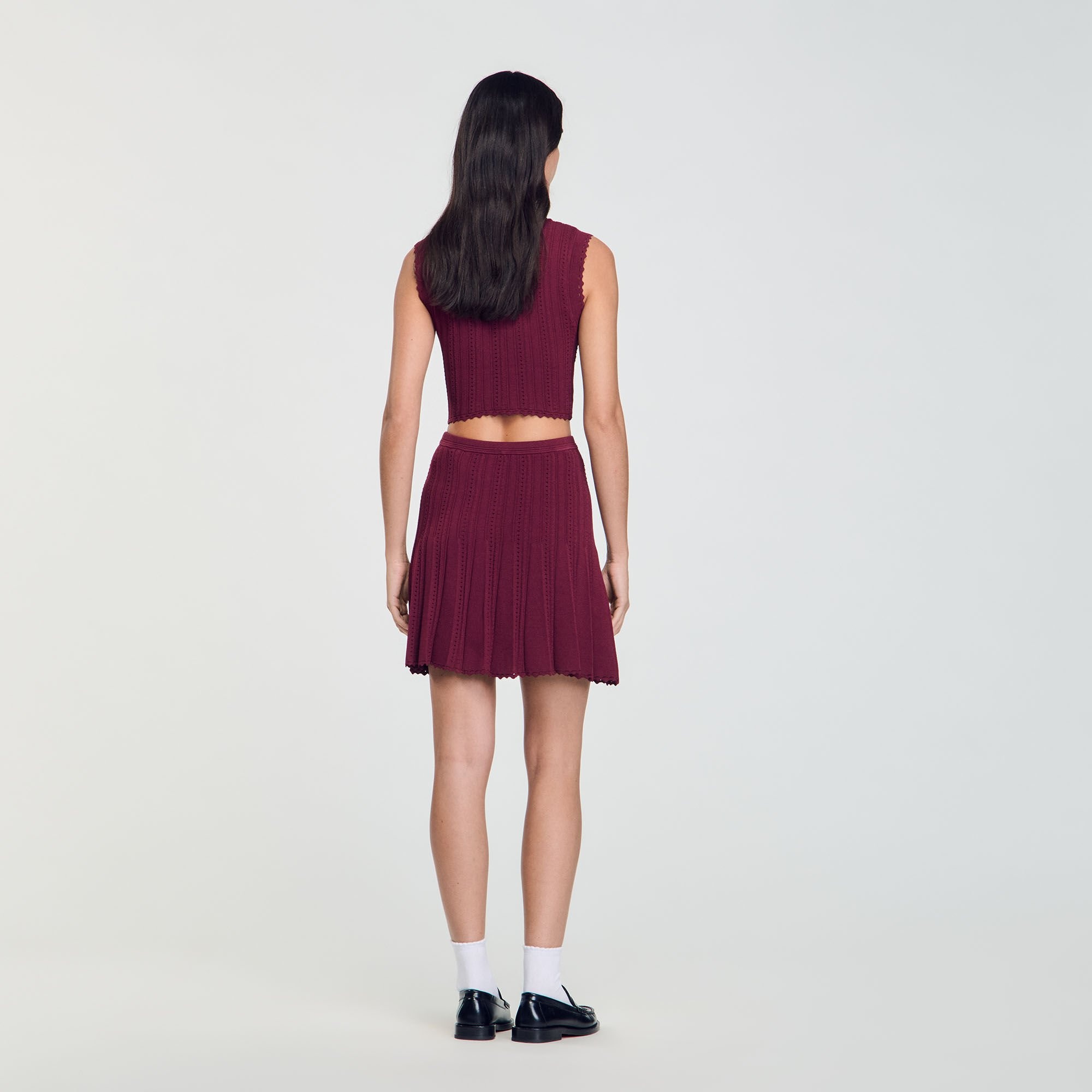 SHORT PLEATED KNIT SKIRT - 5