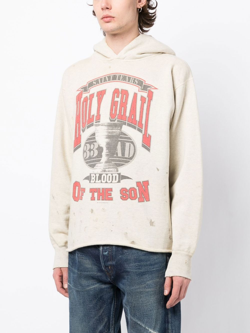 cotton graphic print hoodie - 3