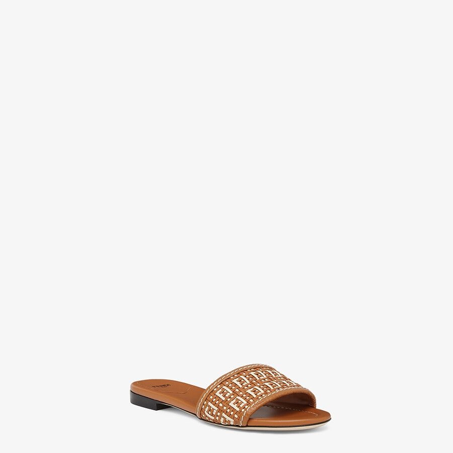 Brown leather slides - 2