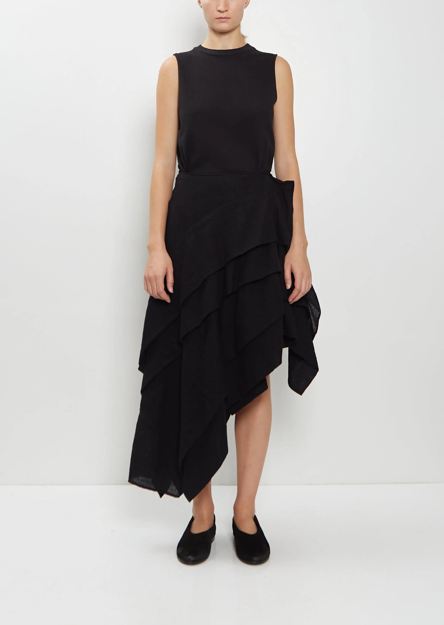 Wool Gauze Asymmetric Skirt - 1