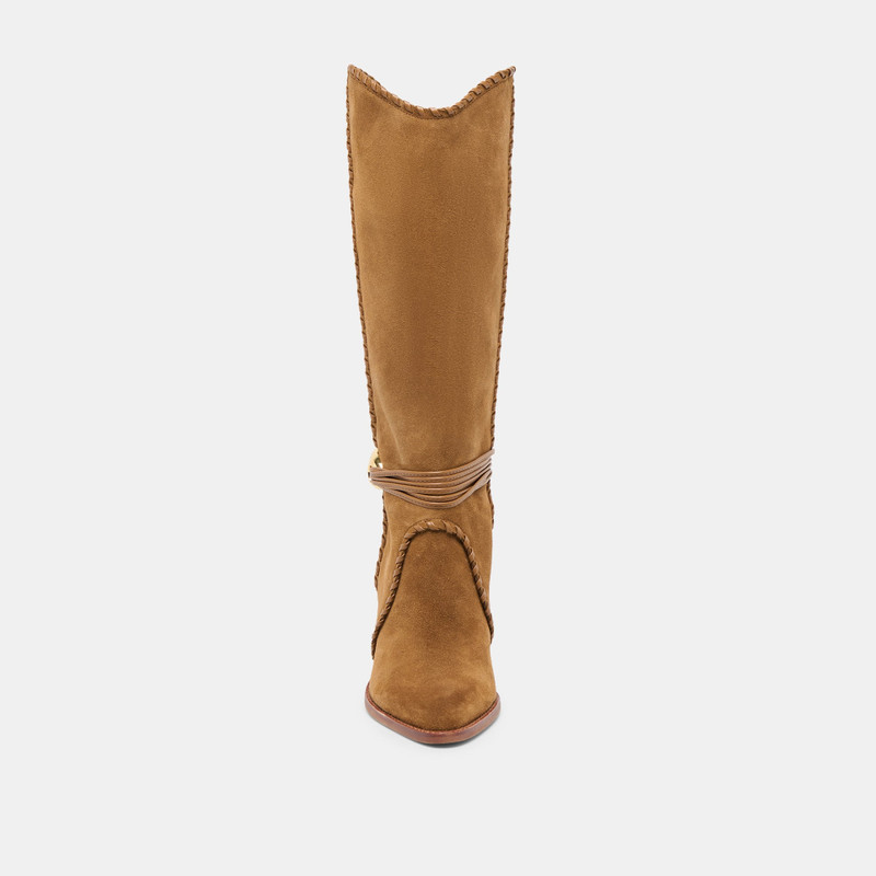 JODY WIDE CALF BOOTS LT BROWN SUEDE 8