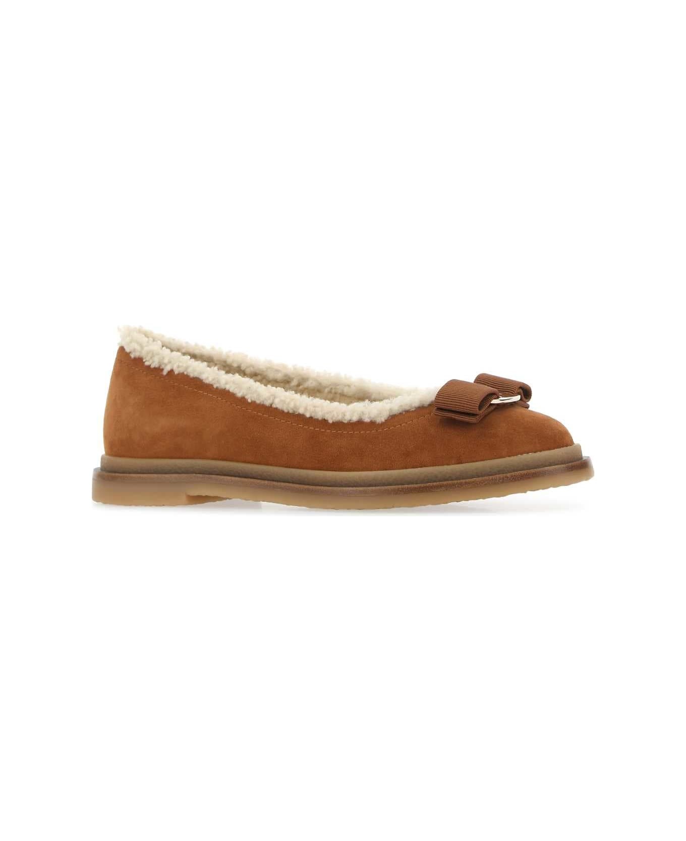 Caramel Suede Ballerinas - 2