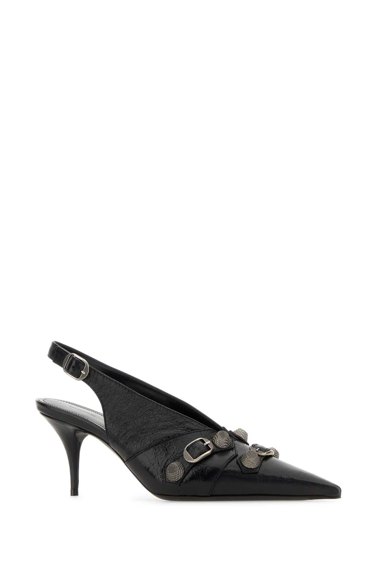 Balenciaga Women Black Leather Cagole Pumps - 2
