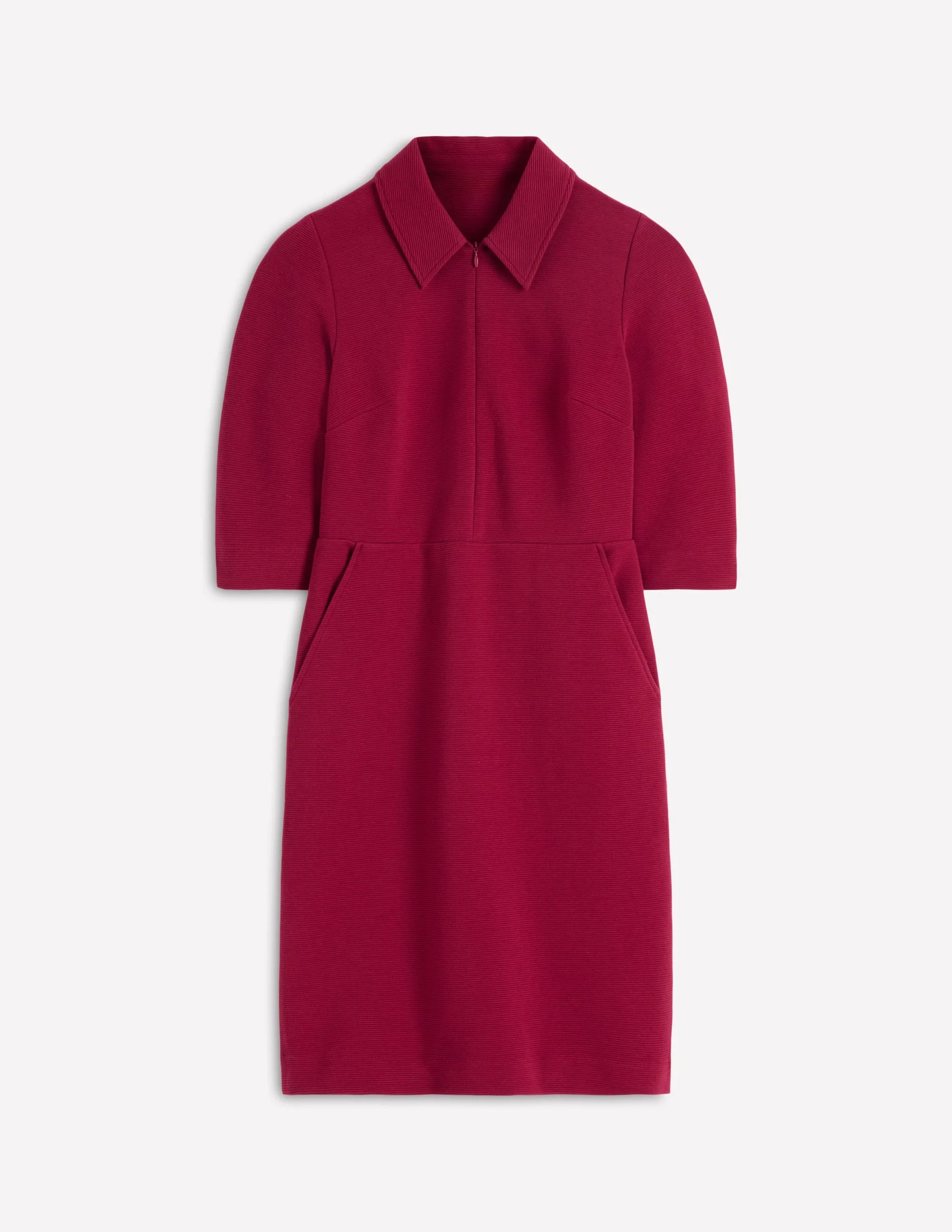 Cam Short Sleeve Ottoman Dress-Ruby Red - 1