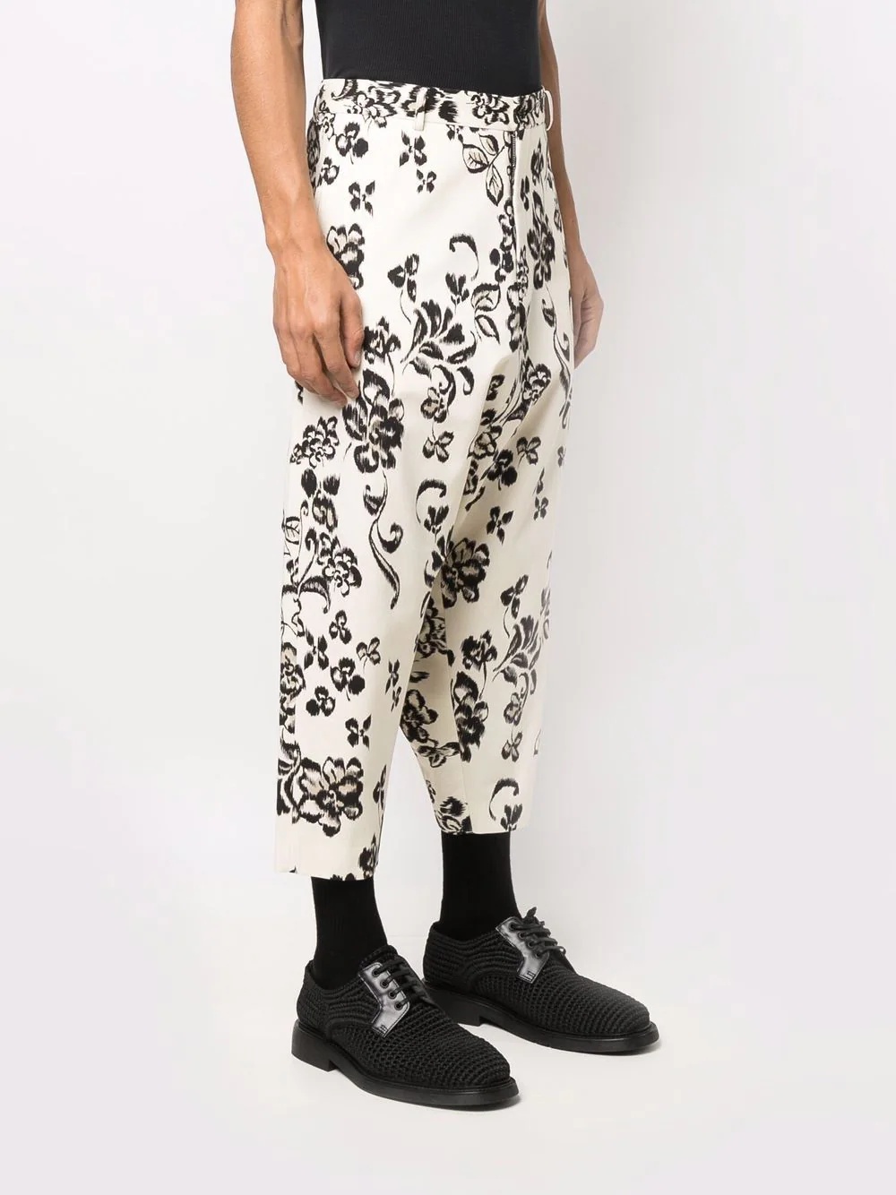 floral-print cropped trousers - 3