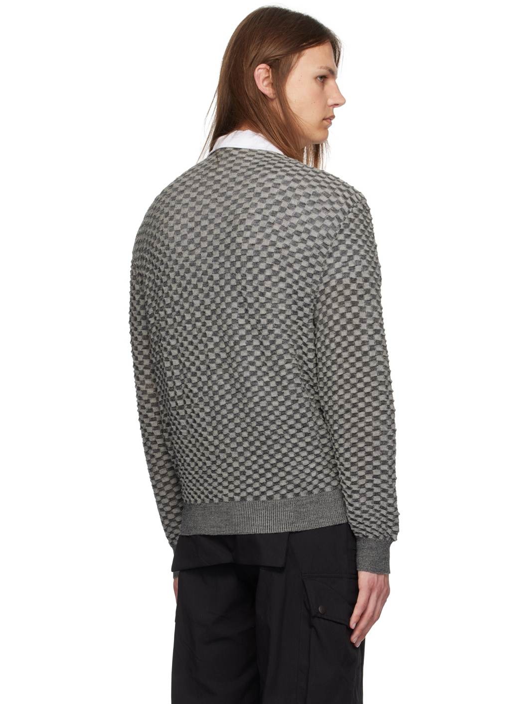 Black & Gray Honeycomb Cardigan - 3