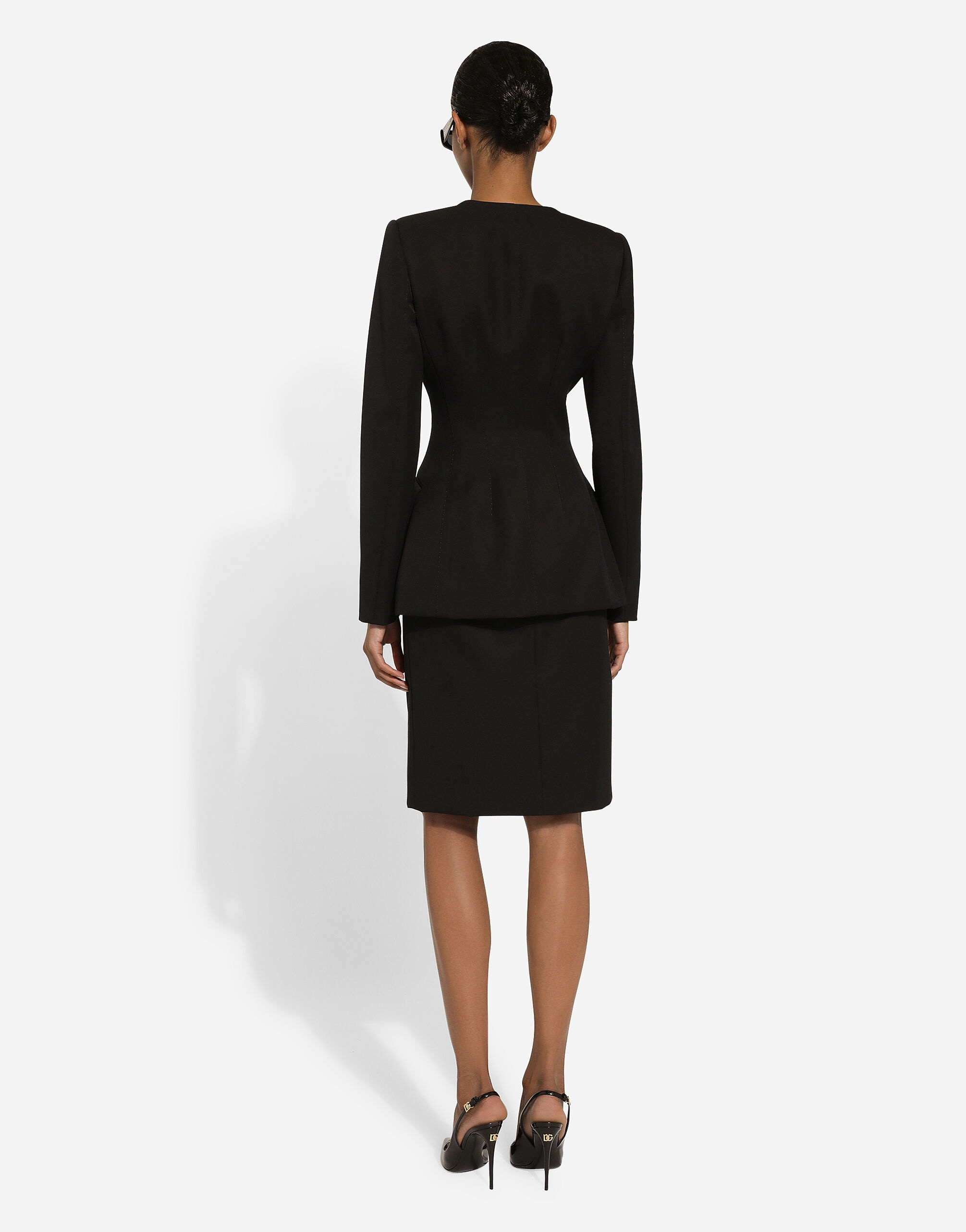 Single-breasted wool crepe jacket - 3