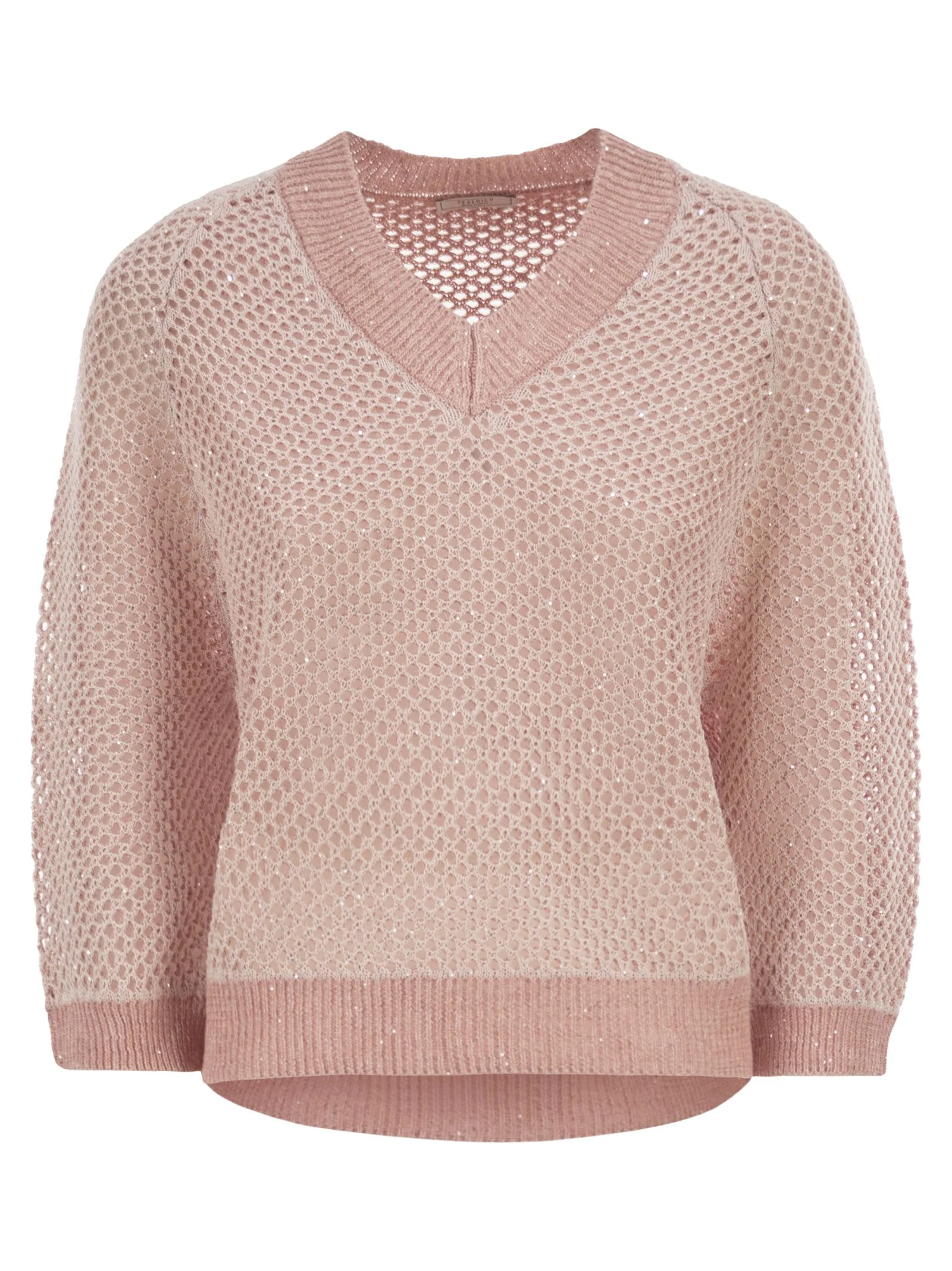 Peserico Women V-Neck Mesh Top In Linen And Cotton - 1