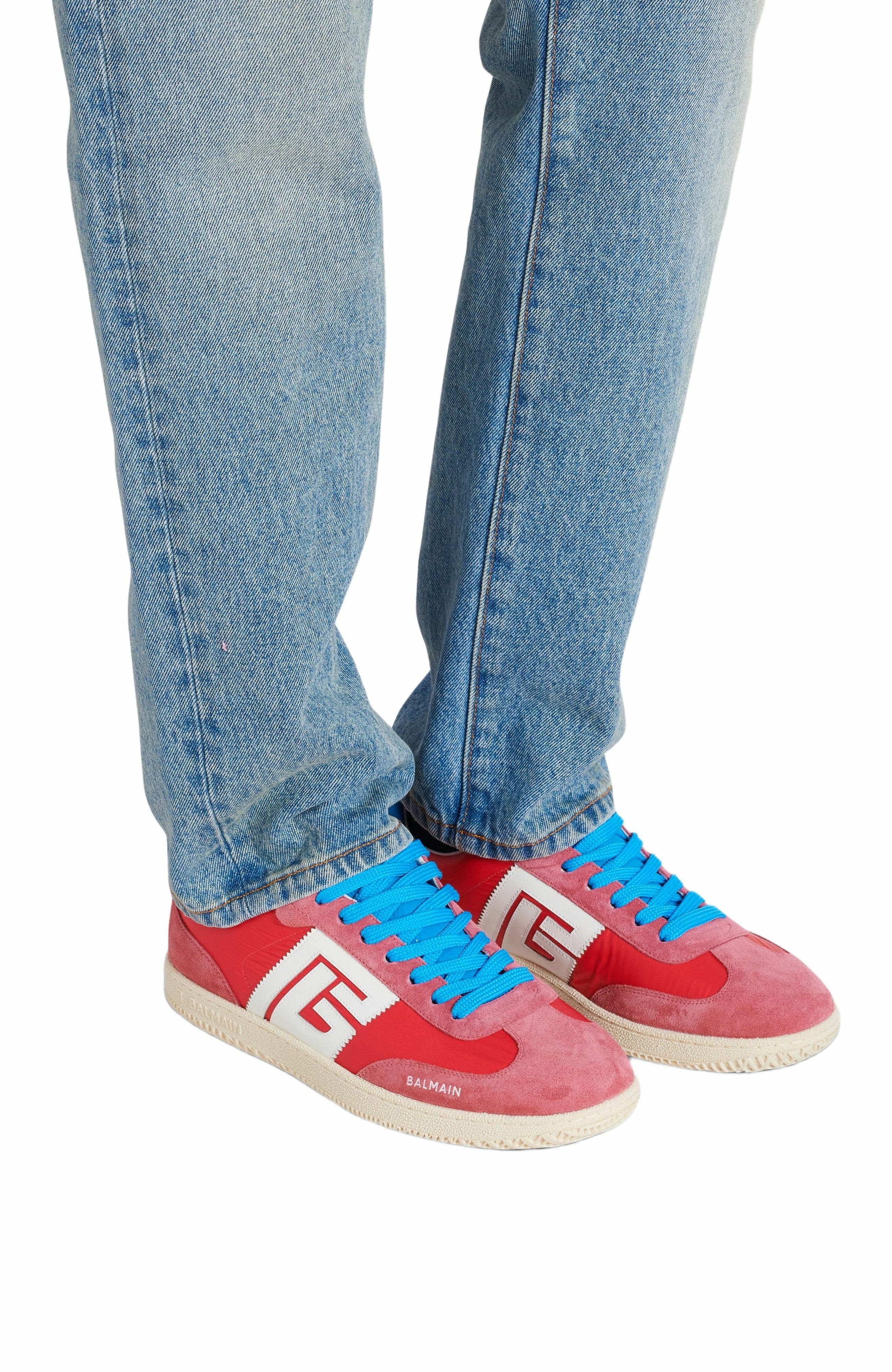 Balmain Swan trainers in suede and nylon in Red at Nordstrom - 2
