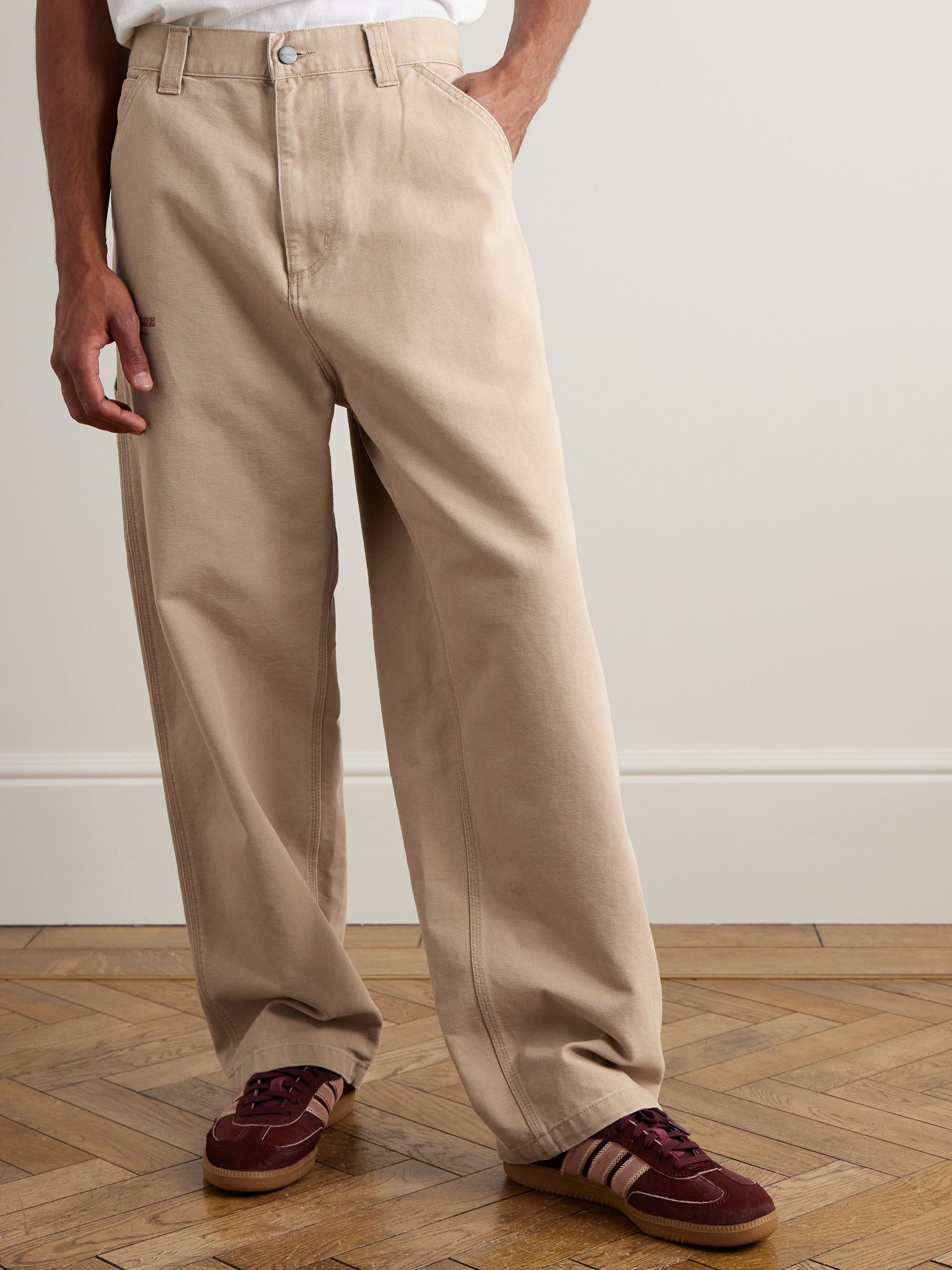 OG Single Knee Printed Straight-Leg Organic Cotton-Canvas Trousers Neutral - 3