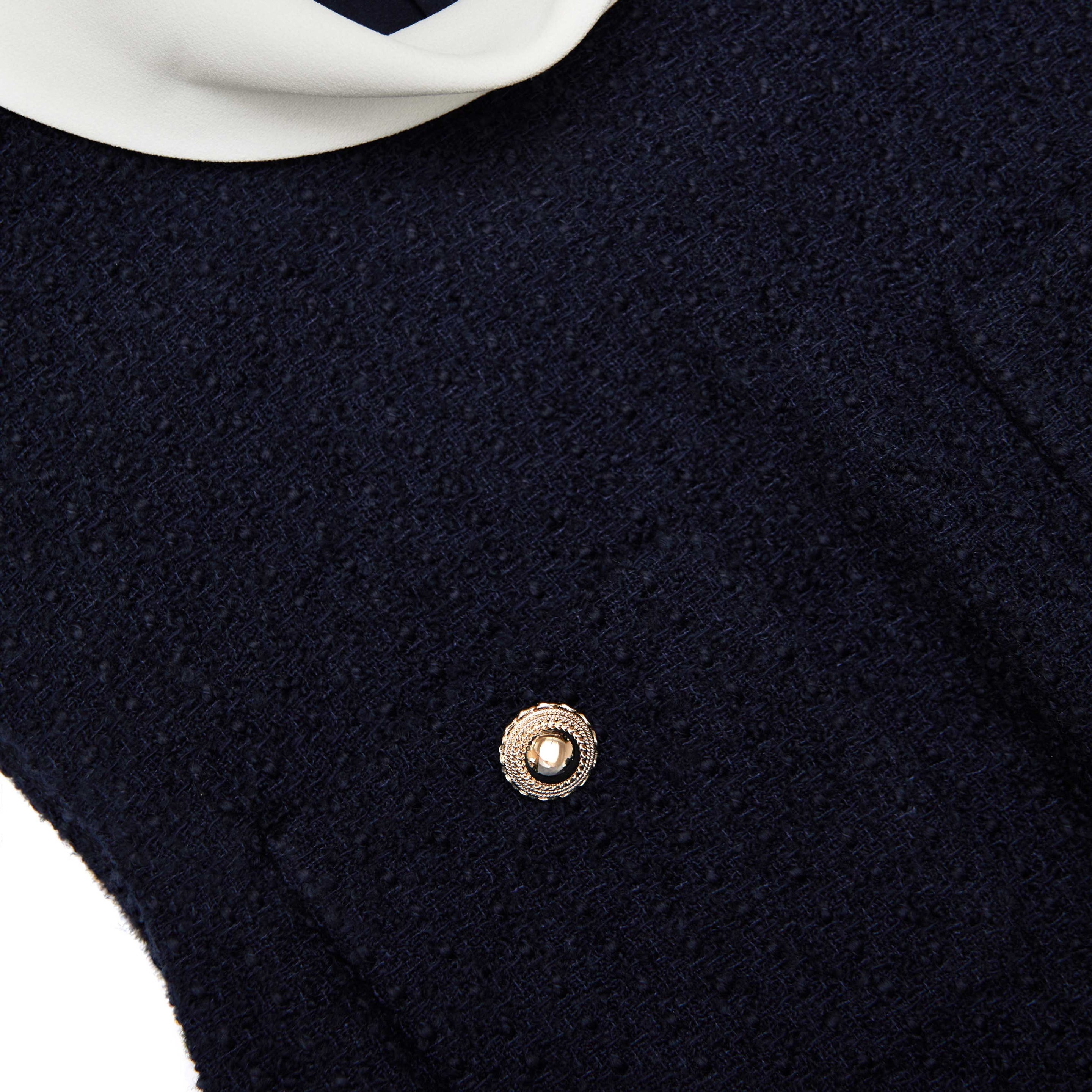 Navy Boucle Sleeveless Midi Dress - 5