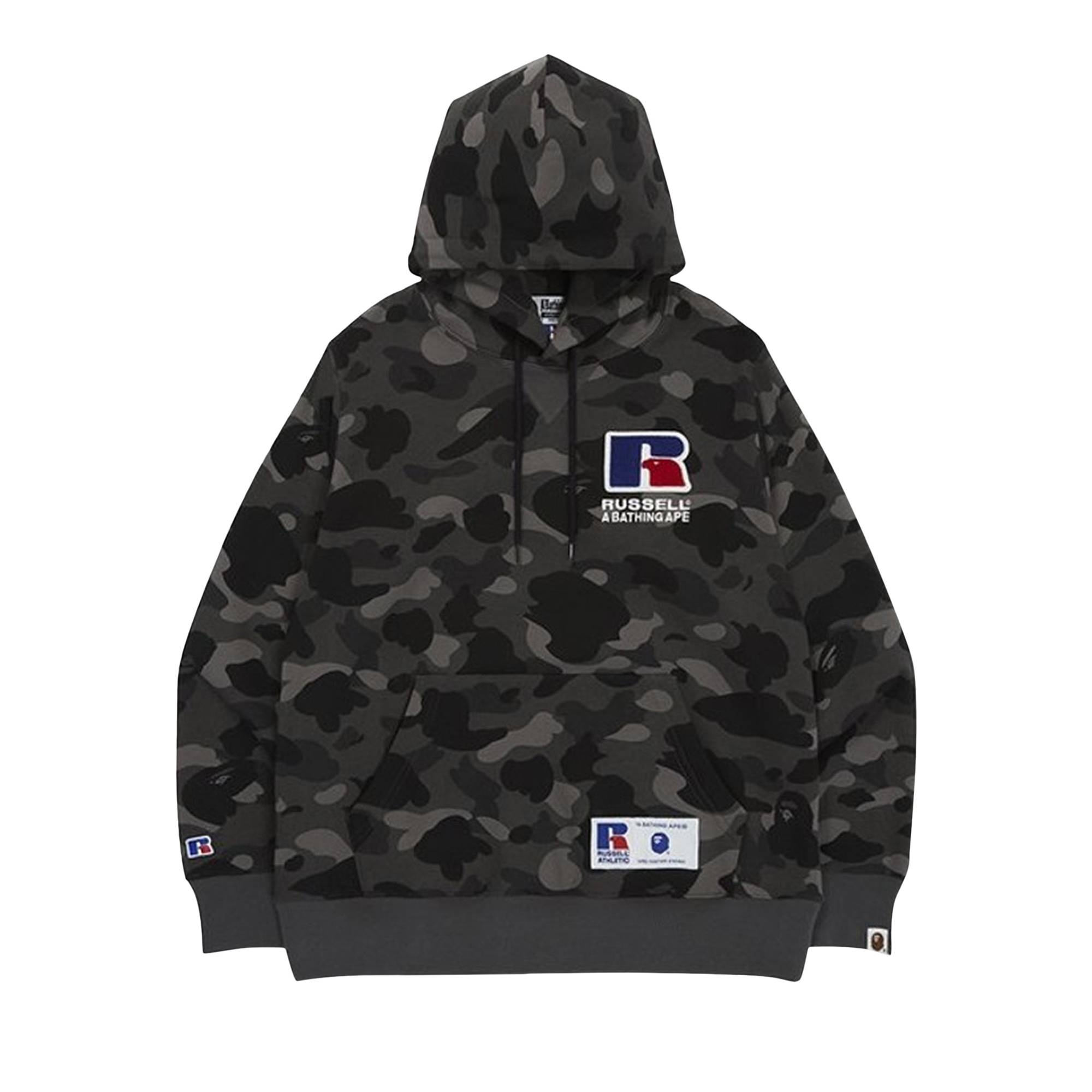 BAPE x Russell Color Camo College Hoodie 'Black' - 1