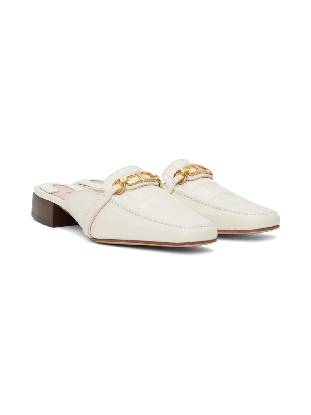 White Stamped Crocodile Whitney Slippers - 4