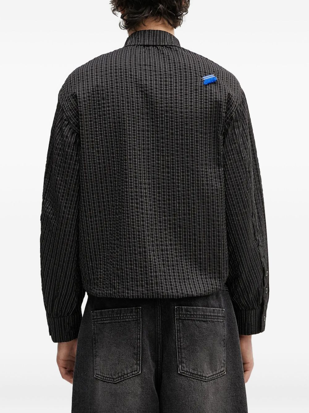striped-pattern gathered shirt - 3