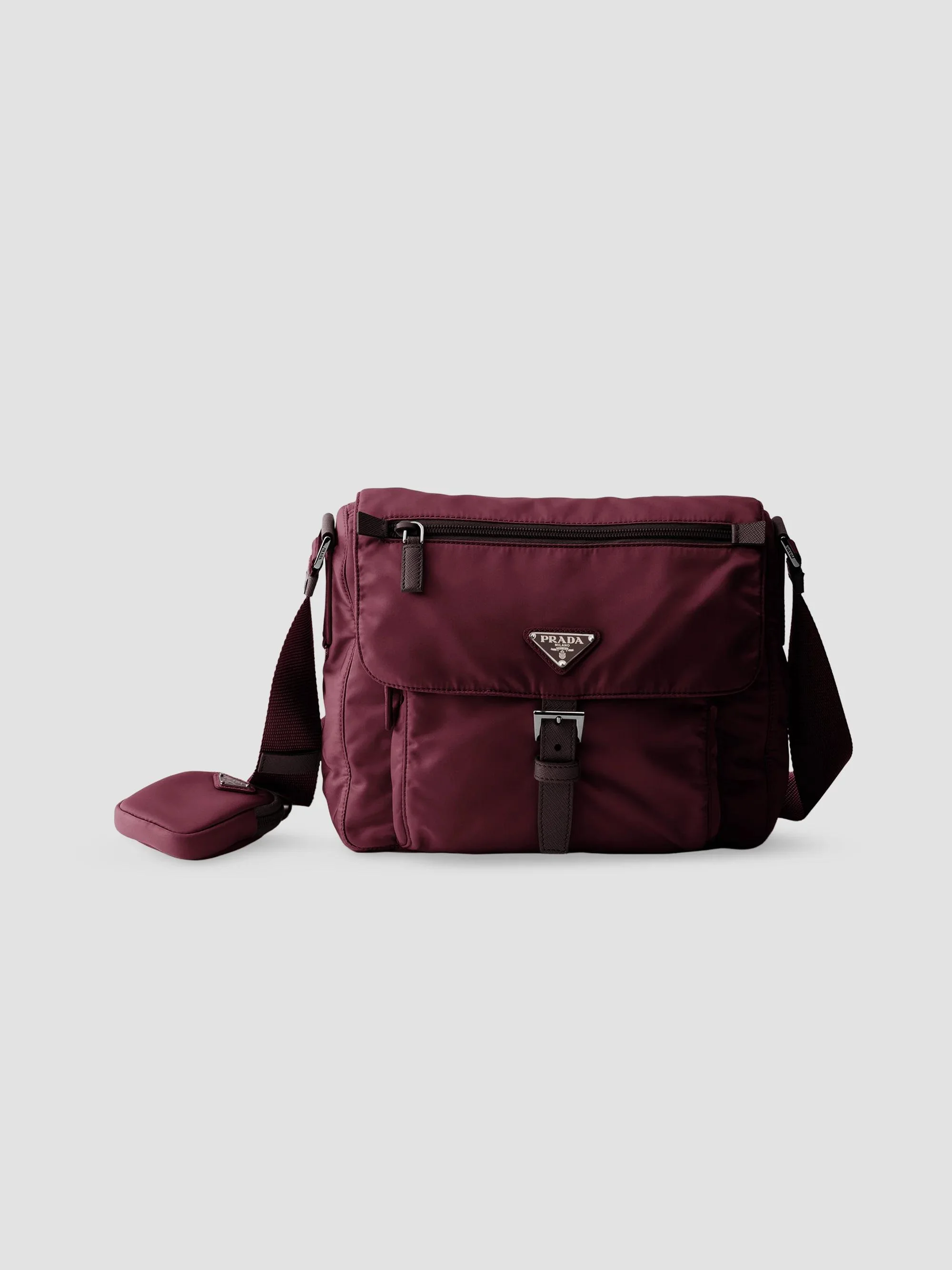 Women's Re-Nylon Shoulder Bag - Dark Red - 1