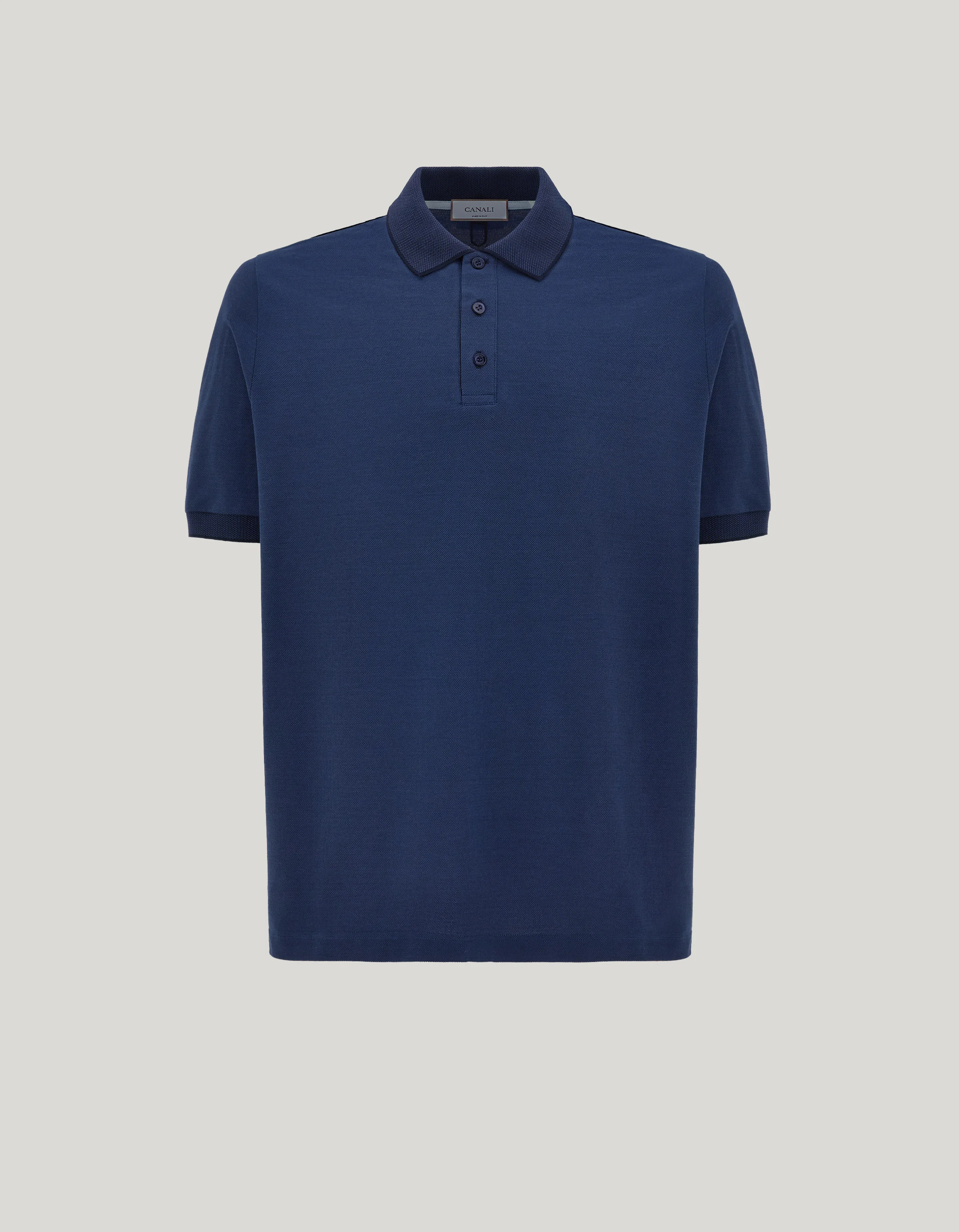 BLUE COTTON PIQUÉ POLO SHIRT WITH CONTRASTING TRIM - 1