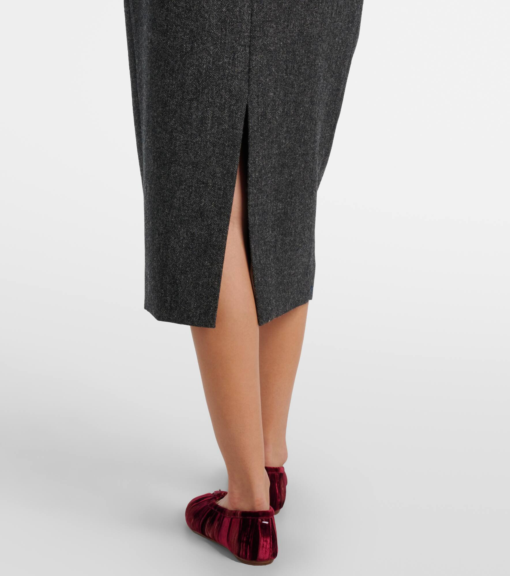 High-rise wool pencil skirt - 5