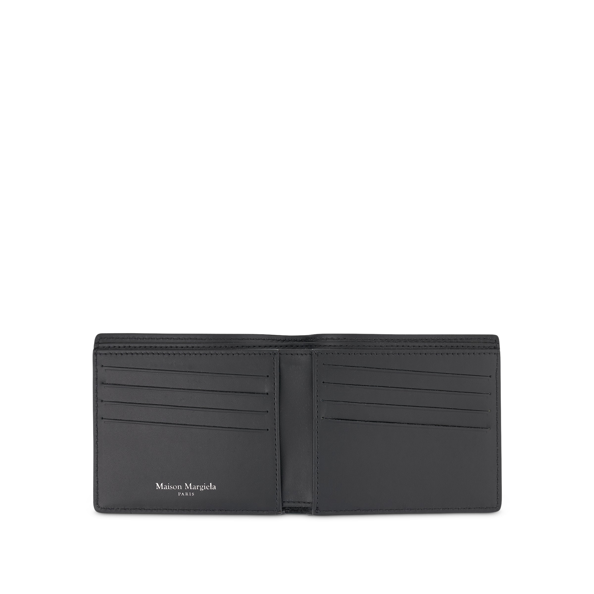 Grained Slim Bi-Fold Wallet in Black - 3