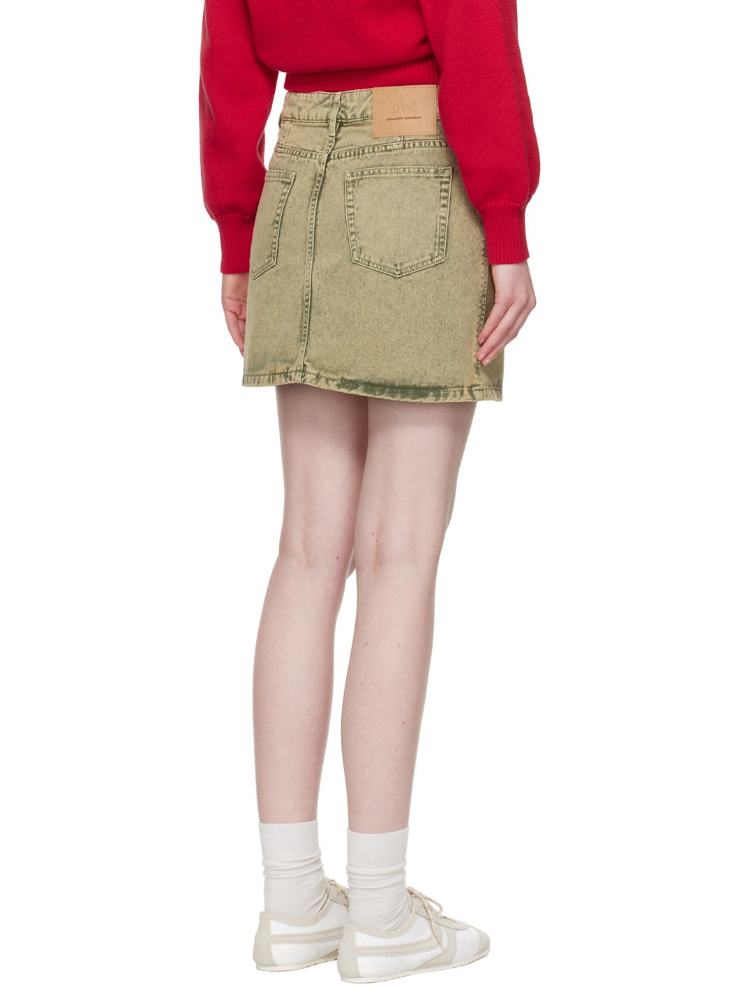 Khaki Cotton Denim Miniskirt - 3