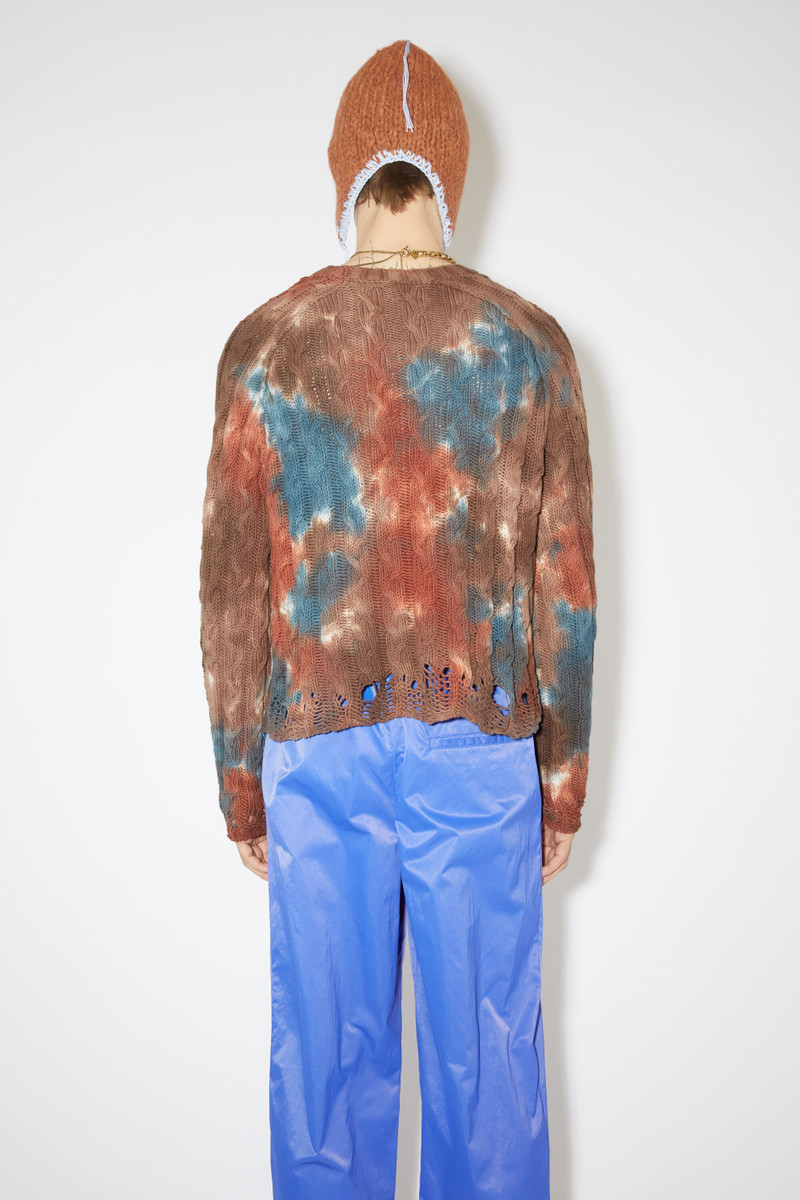 Tie-dye cable-knit jumper - Rust brown/blue 3