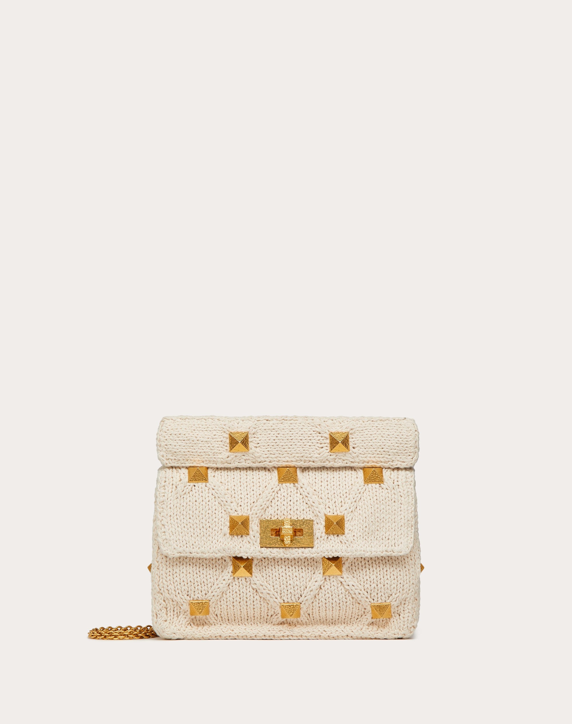 MEDIUM KNITTED ROMAN STUD THE SHOULDER BAG WITH CHAIN - 1