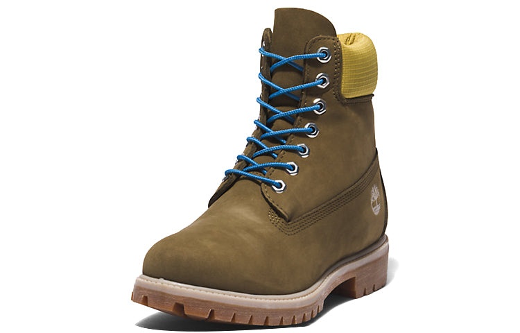 Timberland Premium 6 Inch Boots 'Olive Green Nubuck with Yellow Collar' A5NZM327 - 3