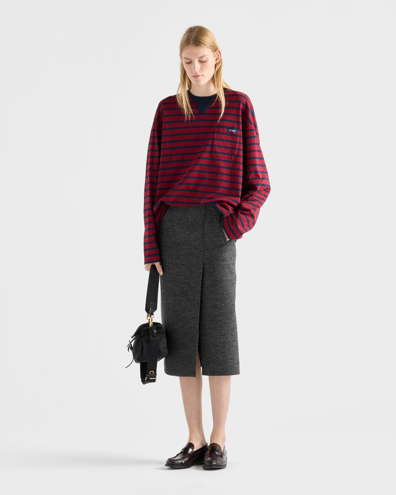 Prada Long-sleeved striped jersey T-shirt outlook