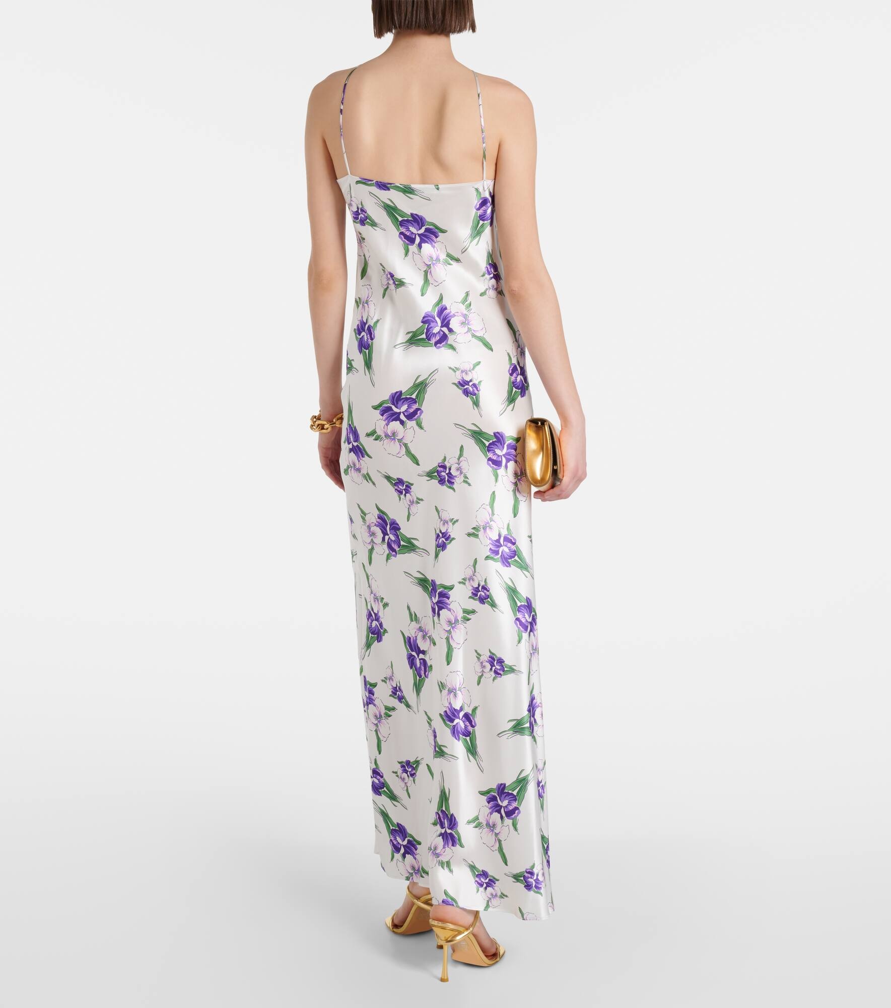 Floral-appliqué silk gown - 3