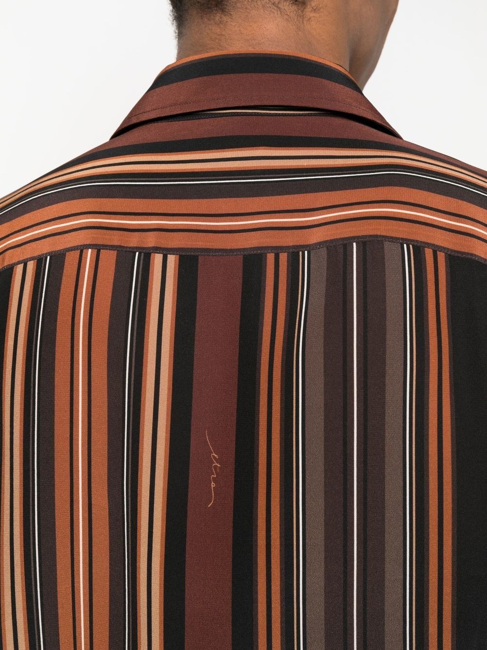 striped long-sleeve silk shirt - 5