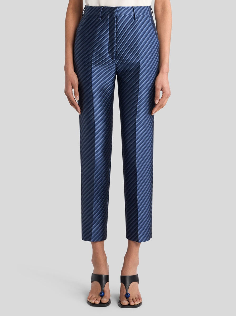 DIAGONAL JACQUARD CIGARETTE TROUSERS - 2