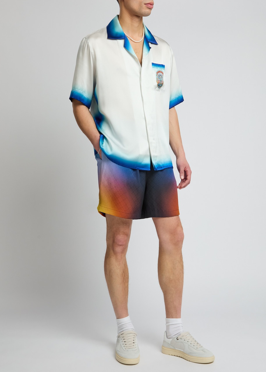 Casablanca Monogram Print Silk-satin Shorts - 4