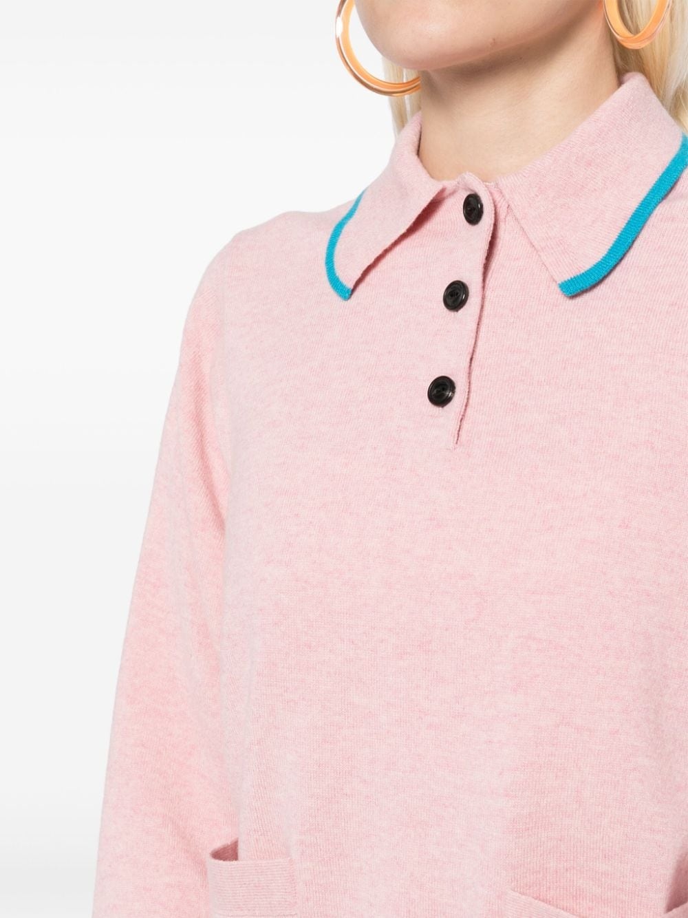 long-sleeved wool polo top - 5