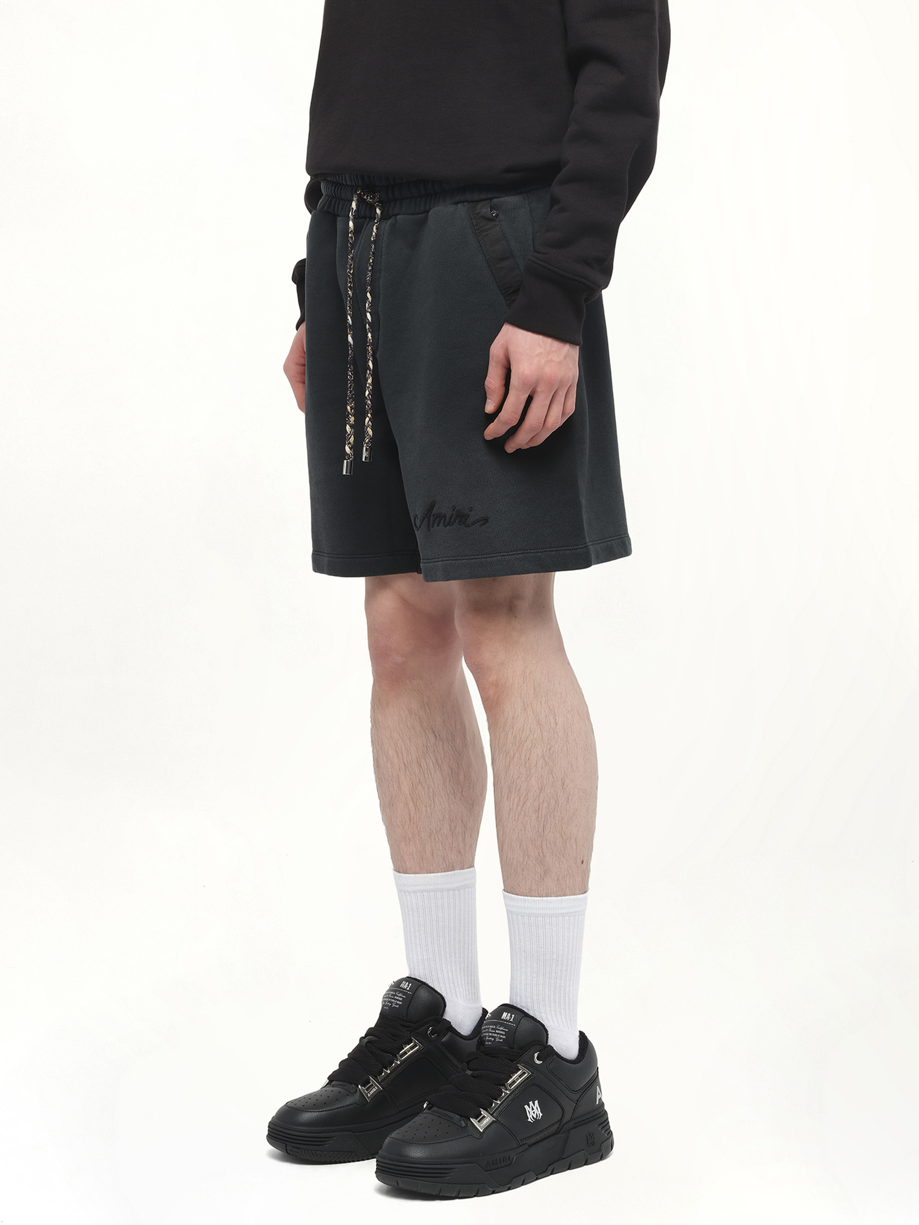 Bleach Bandana Shorts in Black - 5