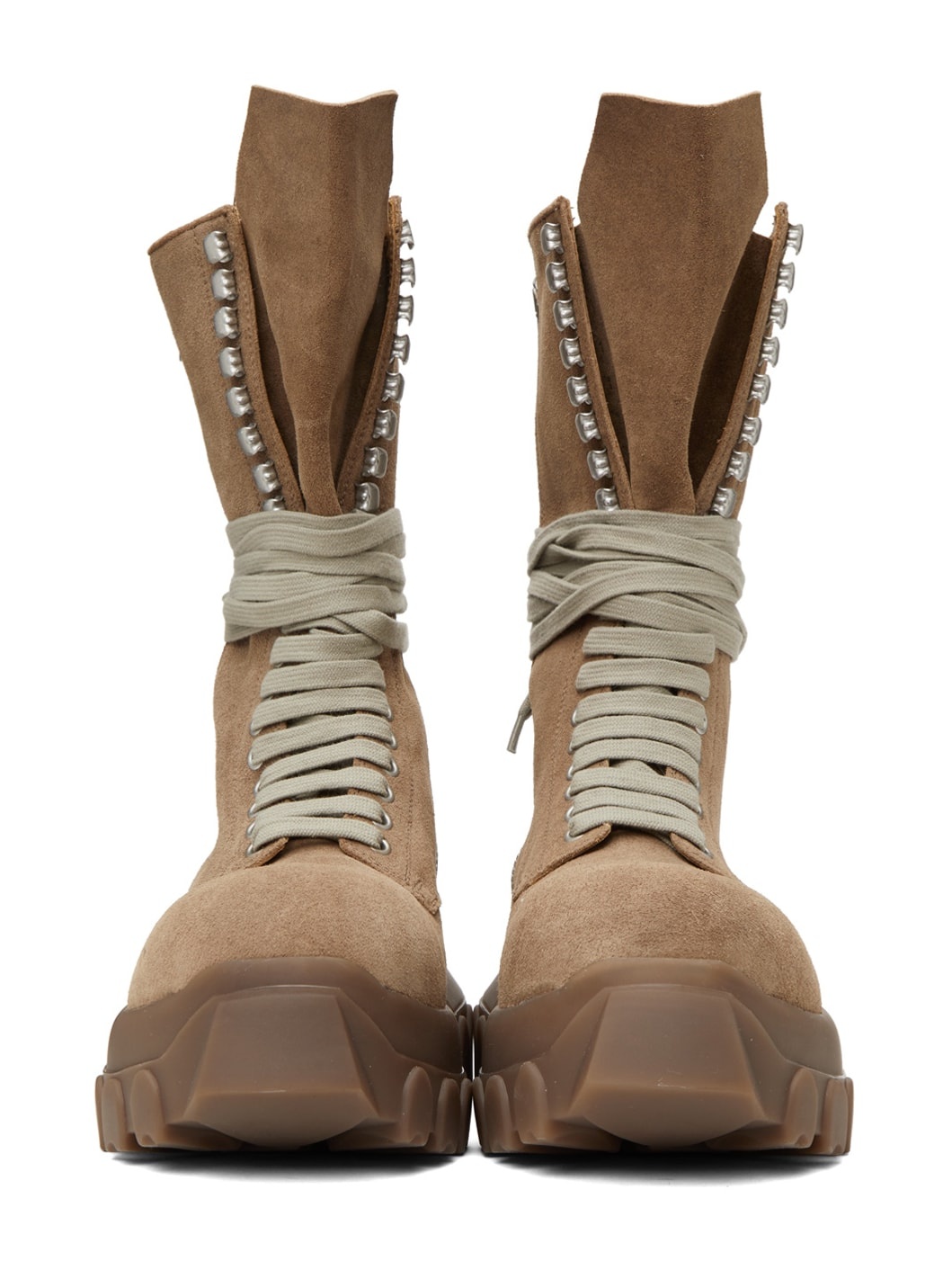Taupe Lace-Up Tractor Boots - 2