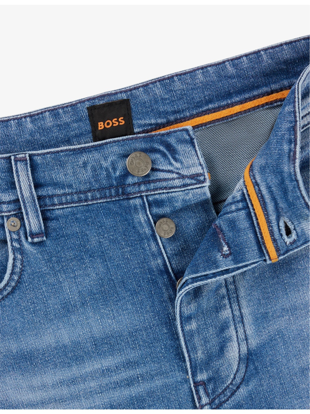 Regular-fit straight-leg faded stretch-denim jeans - 6